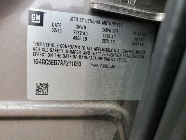 1G4GC5EG7AF211053 - 2010 BUICK LACROSSE CXL BEIGE photo 12