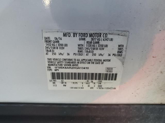 1FM5K8AR2HGA13410 - 2017 FORD EXPLORER POLICE INTERCEPTOR Biały zdjęcie 13