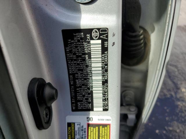 2T1BURHE4FC302892 - 2015 TOYOTA COROLLA L SILVER photo 12