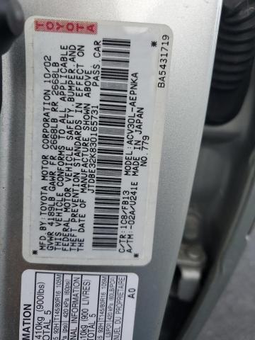 JTDBE32K830165731 - 2003 TOYOTA CAMRY LE 银色 照片 12