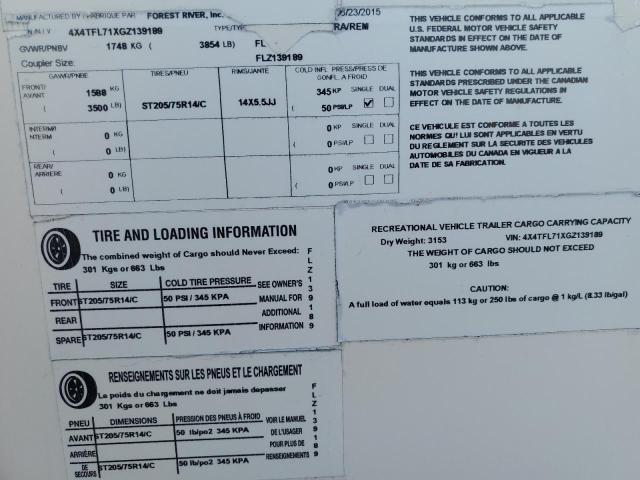 4X4TFL71XGZ139189 - 2016 FOREST RIVER SHAMROCK 17 奶油色 照片 10