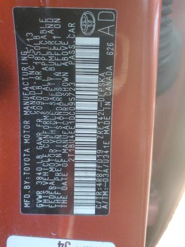 2T1BU4EE1DC095723 - 2013 TOYOTA COROLLA BASE 橙色 照片 12