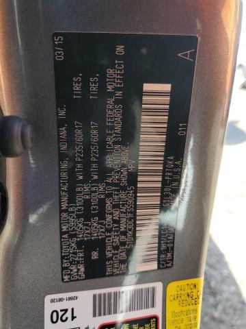 5TDYK3DC1FS590945 - 2015 TOYOTA SIENNA XLE GRAY photo 13