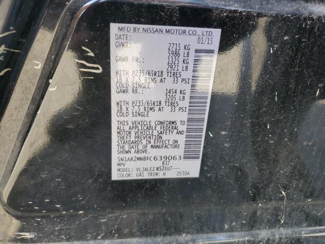 5N1AR2MN8FC639063 - 2015 NISSAN PATHFINDER S BLACK photo 12