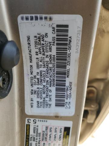1NXBR32EX6Z651884 - 2006 TOYOTA COROLLA CE BEIGE photo 12