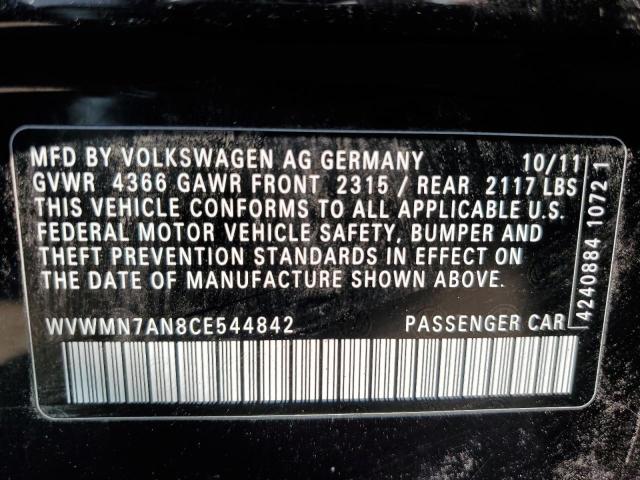 WVWMN7AN8CE544842 - 2012 VOLKSWAGEN CC SPORT BLACK photo 12