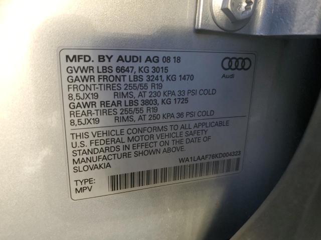 WA1LAAF76KD004323 - 2019 AUDI Q7 PREMIUM PLUS 银色 照片 13