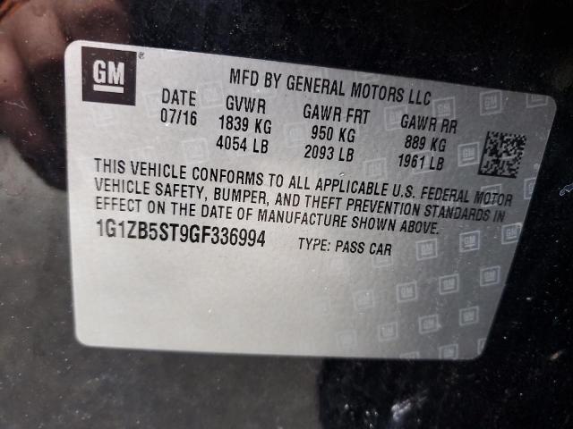 1G1ZB5ST9GF336994 - 2016 CHEVROLET MALIBU LS Schwarz Foto 12