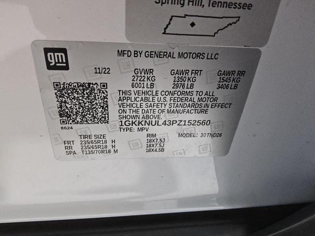 1GKKNUL43PZ152560 - 2023 GMC ACADIA SLT WHITE photo 13