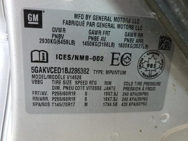 5GAKVCED1BJ286382 - 2011 BUICK ENCLAVE CXL SILVER photo 13