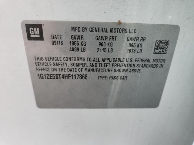 1G1ZE5ST4HF117868 - 2017 CHEVROLET MALIBU LT WHITE photo 12