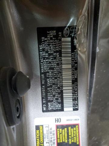 2T1BURHE5JC097012 - 2018 TOYOTA COROLLA L GRAY photo 13