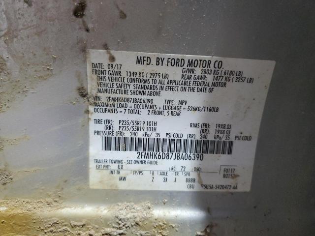 2FMHK6D87JBA06390 - 2018 FORD FLEX LIMITED ვერცხლისფერი ფოტო 13