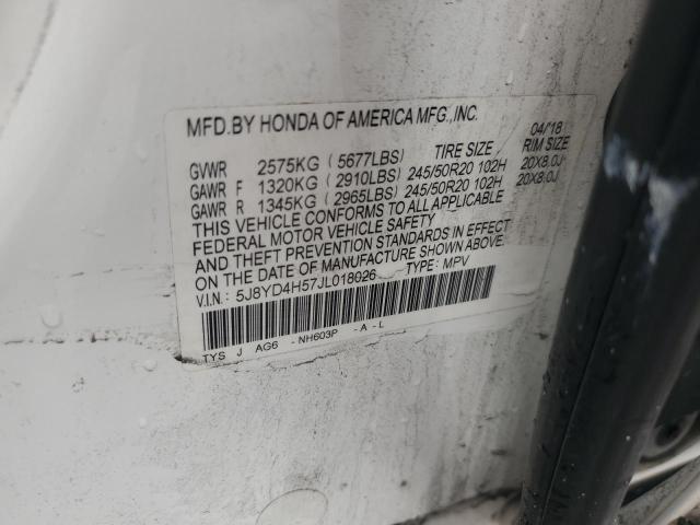 5J8YD4H57JL018026 - 2018 ACURA MDX TECHNOLOGY Beyaz fotoğraf 13