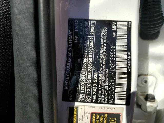 WDCGG8JB4DG028528 - 2013 MERCEDES-BENZ GLK 350 4MATIC WHITE photo 13