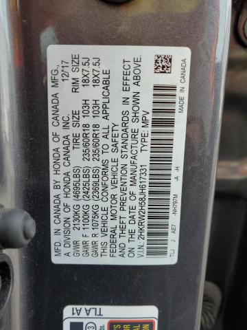 2HKRW2H58JH617331 - 2018 HONDA CR-V EX GRAY photo 12