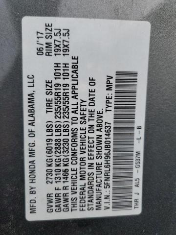 5FNRL6H96JB014637 - 2018 HONDA ODYSSEY ELITE GREEN photo 14