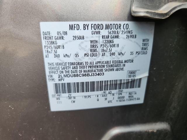 2LMDU88C98BJ33403 - 2008 LINCOLN MKX SILVER photo 13