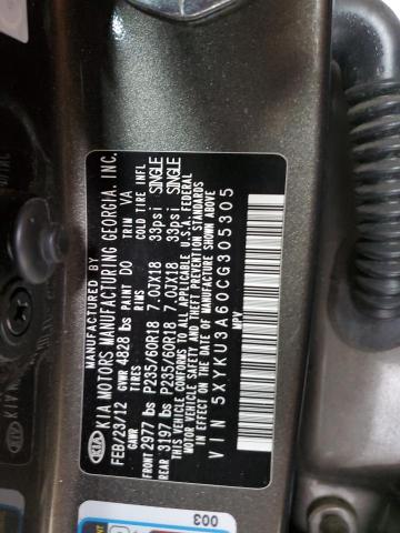 5XYKU3A60CG305305 - 2012 KIA SORENTO EX 石墨色 照片 14