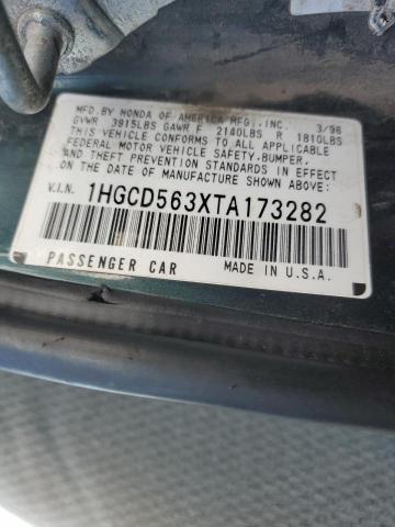 1HGCD563XTA173282 - 1996 HONDA ACCORD LX TEAL photo 13