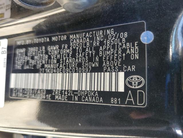 2T1KU40E09C010997 - 2009 TOYOTA COROLLA MA 黑色 照片 12