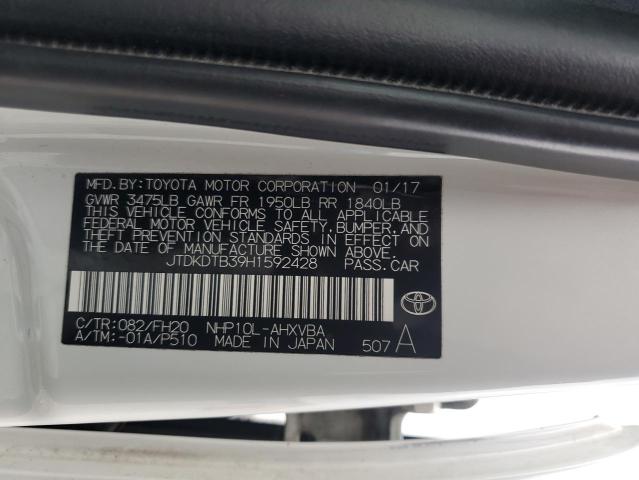 JTDKDTB39H1592428 - 2017 TOYOTA PRIUS C Beyaz fotoğraf 13