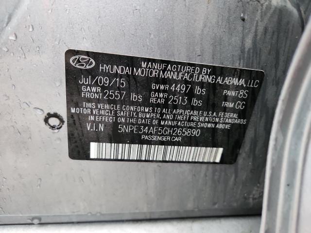 5NPE34AF5GH265890 - 2016 HYUNDAI SONATA SPORT SILVER photo 12