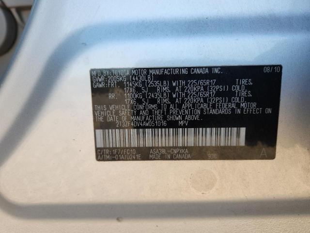 2T3ZF4DV4AW051016 - 2010 TOYOTA RAV4 SILVER photo 13