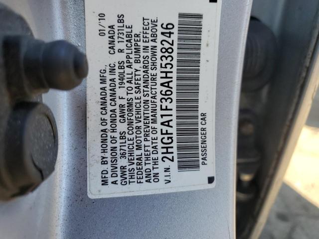 2HGFA1F36AH538246 - 2010 HONDA CIVIC VP 灰色 照片 13