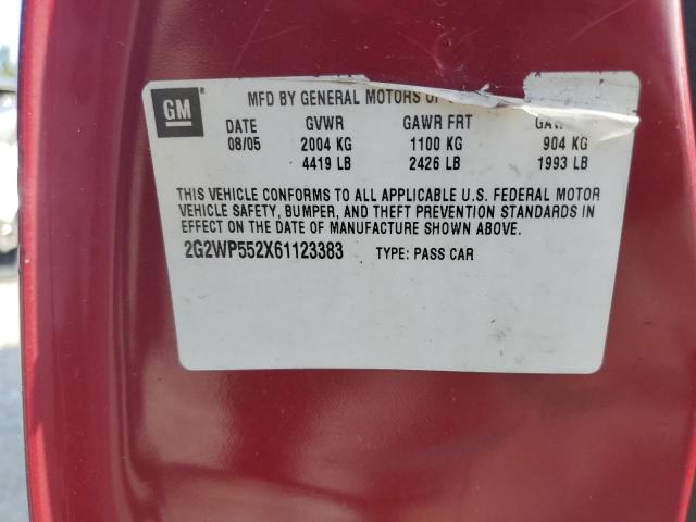 2G2WP552X61123383 - 2006 PONTIAC GRAND PRIX RED photo 12