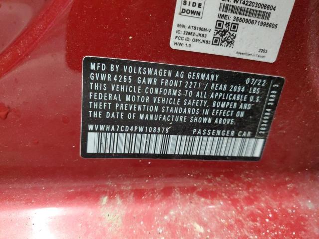 WVWHA7CD4PW108975 - 2023 VOLKSWAGEN GTI S Կարմիր լուսանկար 12