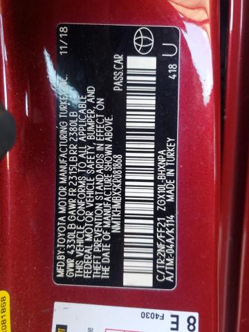 NMTKHMBX5KR081868 - 2019 TOYOTA C-HR XLE Rouge photo 14