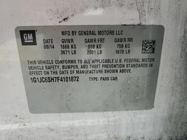 1G1JC6SH7F4101872 - 2015 CHEVROLET SONIC LT თეთრი ფოტო 12