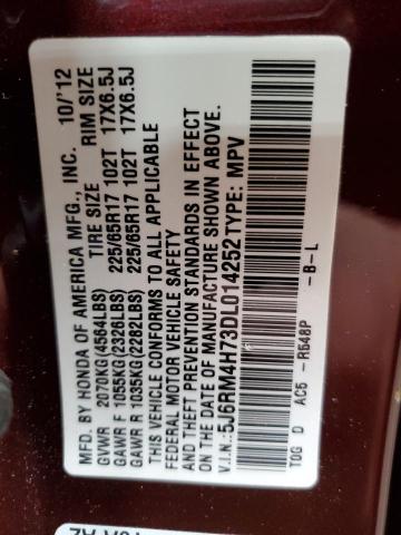 5J6RM4H73DL014252 - 2013 HONDA CR-V EXL 勃艮第红 照片 13