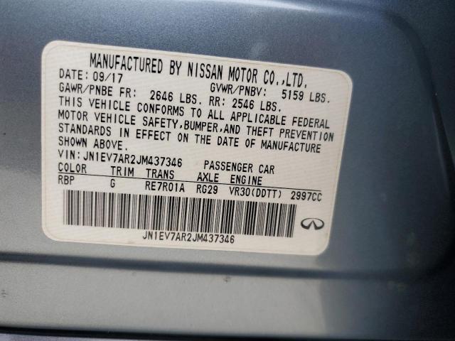 JN1EV7AR2JM437346 - 2018 INFINITI Q50 LUXE ვერცხლისფერი ფოტო 12