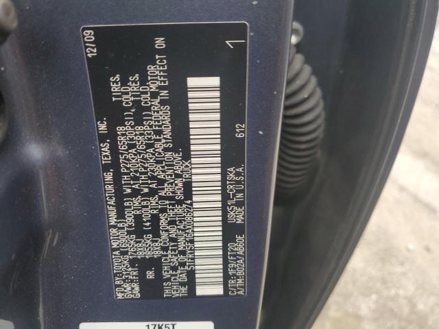 5TFRY5F16AX086274 - 2010 TOYOTA TUNDRA DOUBLE CAB SR5 BLUE photo 12