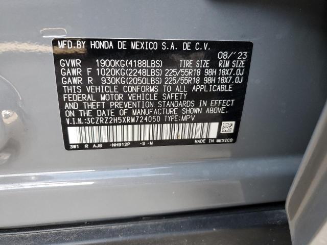 3CZRZ2H5XRM724050 - 2024 HONDA HR-V SPORT Szary zdjęcie 13