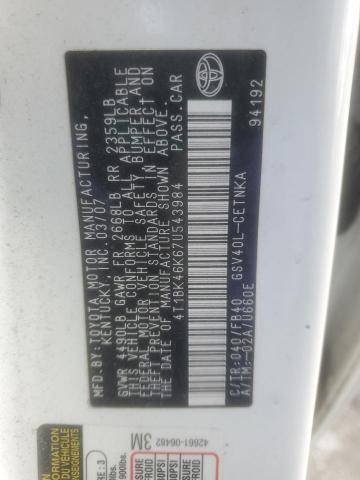 4T1BK46K67U543984 - 2007 TOYOTA CAMRY LE WHITE photo 13