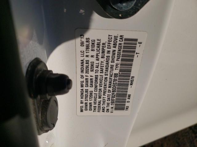 19XFB2F80DE078188 - 2013 HONDA CIVIC EX თეთრი ფოტო 12