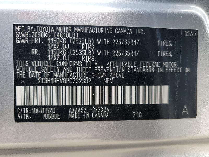 2T3H1RFV8PC232392 - 2023 TOYOTA RAV4 LE SILVER photo 13