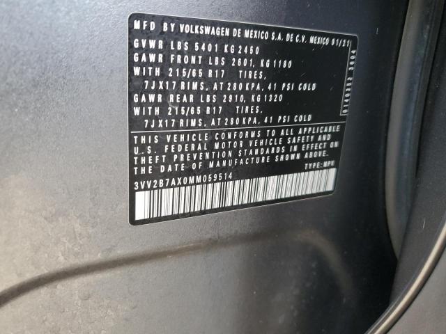 3VV2B7AX0MM059514 - 2021 VOLKSWAGEN TIGUAN SE Boz foto 13