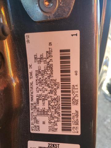 5TFUW5F18DX275223 - 2013 TOYOTA TUNDRA DOUBLE CAB SR5 GRAY photo 12