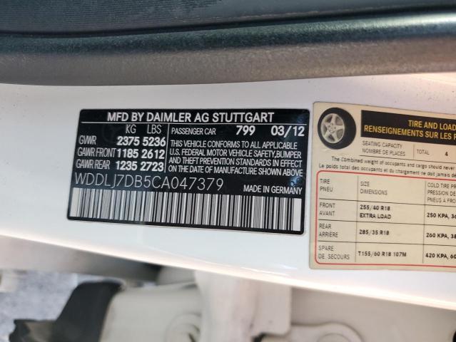 WDDLJ7DB5CA047379 - 2012 MERCEDES-BENZ CLS 550 WHITE photo 13