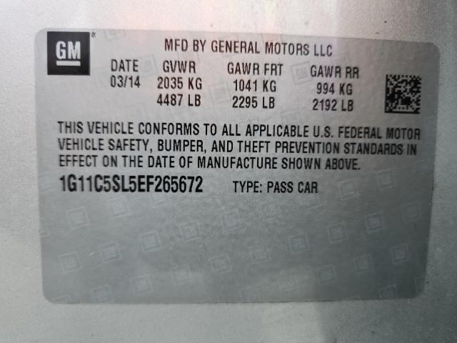 1G11C5SL5EF265672 - 2014 CHEVROLET MALIBU 1LT SILVER photo 12