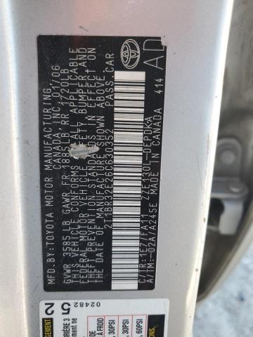2T1BR32E26C630352 - 2006 TOYOTA COROLLA CE 银色 照片 12