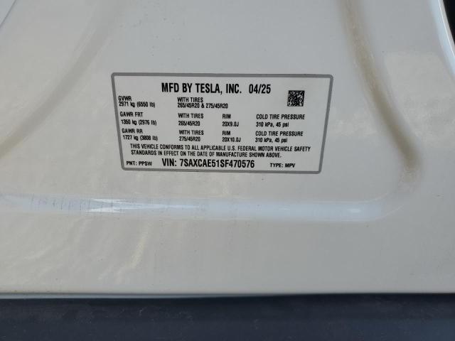 7SAXCAE51SF470576 - 2025 TESLA MODEL X WHITE photo 13