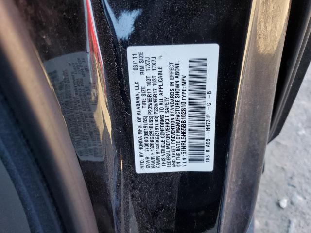 5FNRL5H65BB102810 - 2011 HONDA ODYSSEY EXL BLACK photo 12