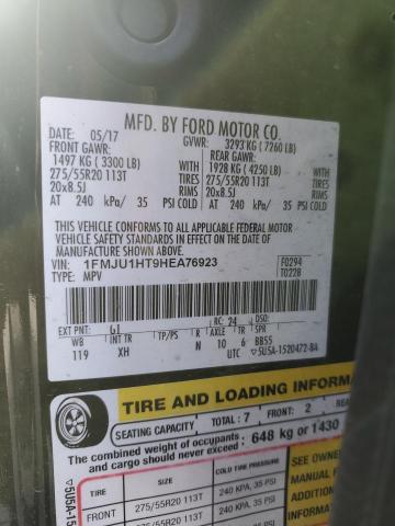 1FMJU1HT9HEA76923 - 2017 FORD EXPEDITION XLT Սև լուսանկար 13