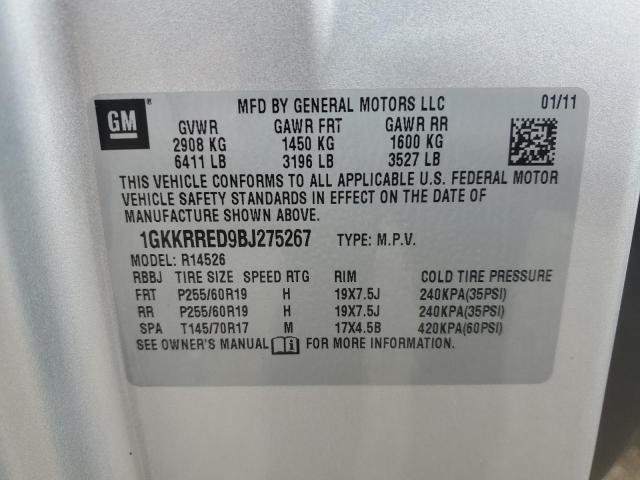 1GKKRRED9BJ275267 - 2011 GMC ACADIA SLT-1 SILVER photo 13