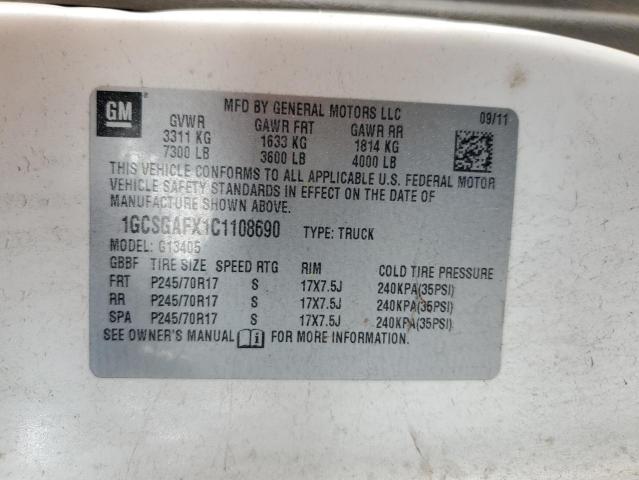 1GCSGAFX1C1108690 - 2012 CHEVROLET EXPRESS G1 WHITE photo 13